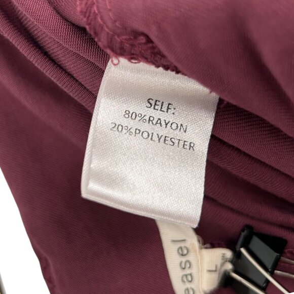 Easel Womens L Plum Mineral Wash Wide Leg Pants Elastic Waist Belted Relaxed Fit - Picture 4 of 16